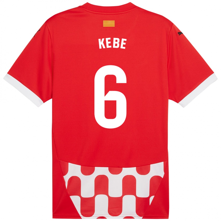 Mujer Camiseta Ibrahima Kébé #6 Rojo Blanco 1ª Equipación 2024/25 La Camisa