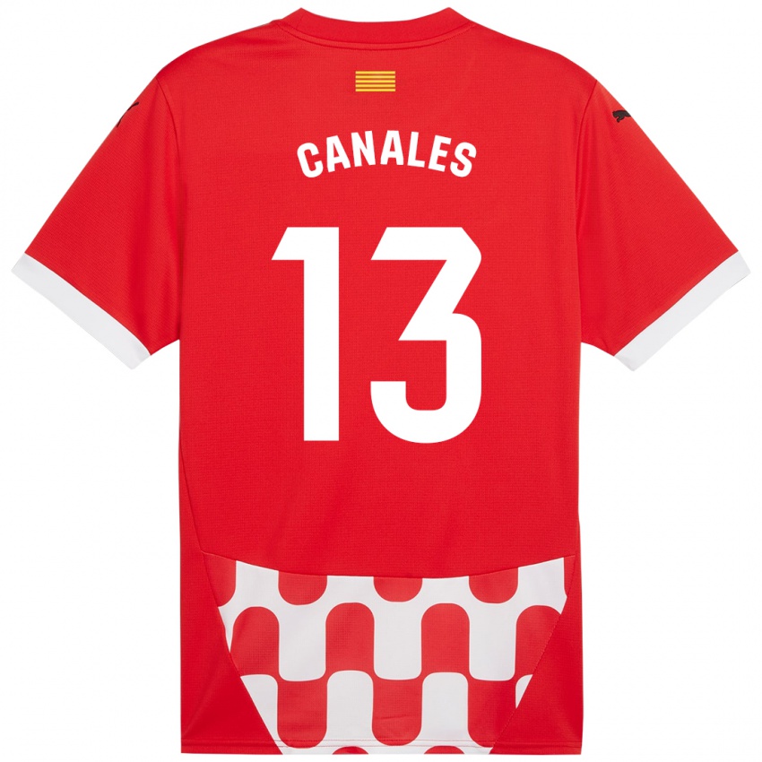 Mujer Camiseta Juanvi Canales #13 Rojo Blanco 1ª Equipación 2024/25 La Camisa