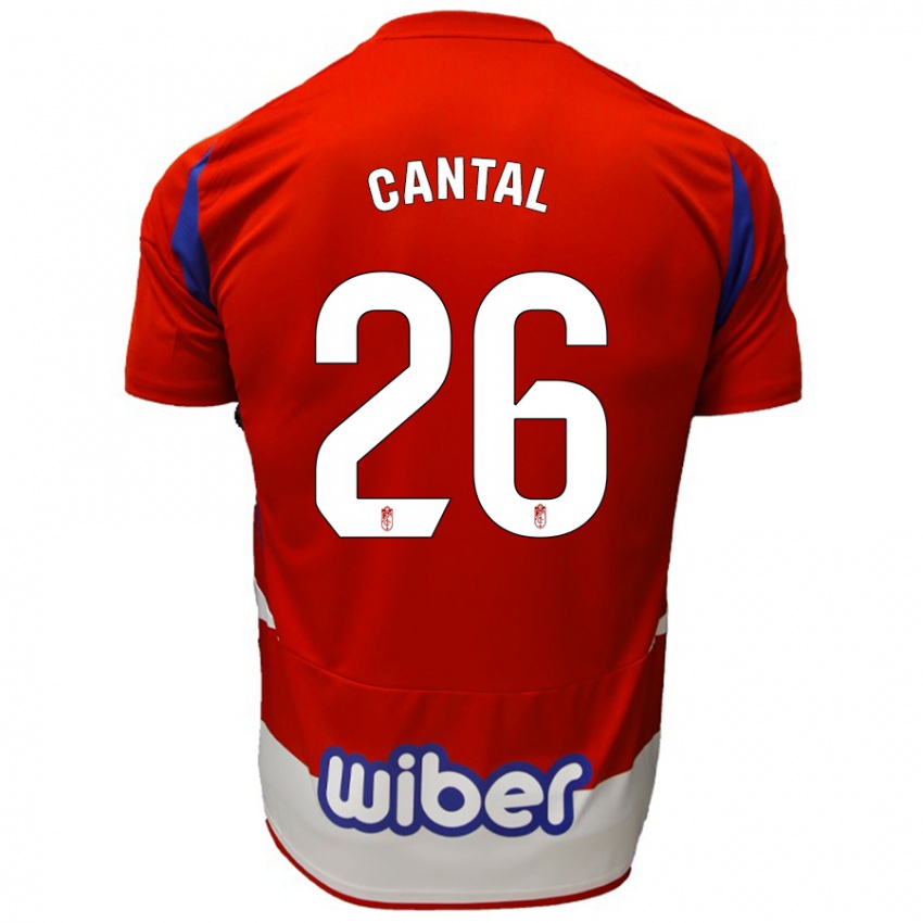 Mujer Camiseta Paco Cantal #26 Rojo Blanco Azul 1ª Equipación 2024/25 La Camisa