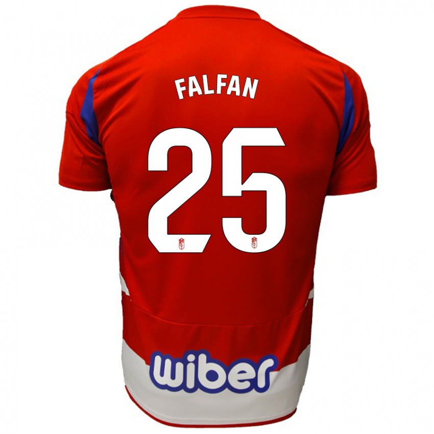 Mujer Camiseta Daiana Falfán #25 Rojo Blanco Azul 1ª Equipación 2024/25 La Camisa