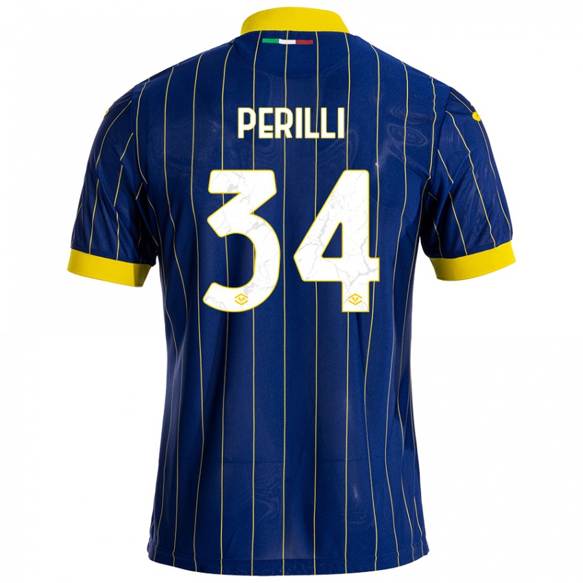 Mujer Camiseta Simone Perilli #34 Azul Amarillo 1ª Equipación 2024/25 La Camisa