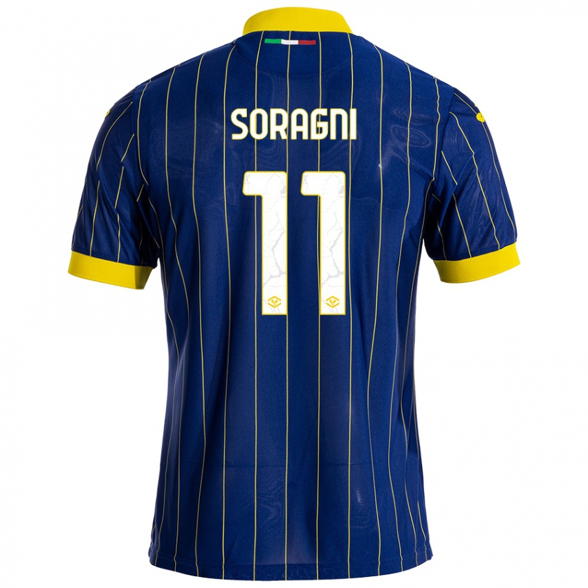 Mujer Camiseta Alberto Soragni #11 Azul Amarillo 1ª Equipación 2024/25 La Camisa