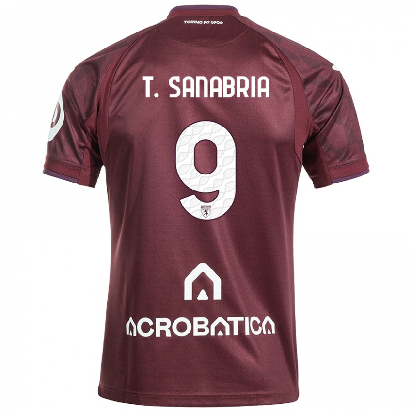 Mujer Camiseta Antonio Sanabria #9 Granate Blanco 1ª Equipación 2024/25 La Camisa