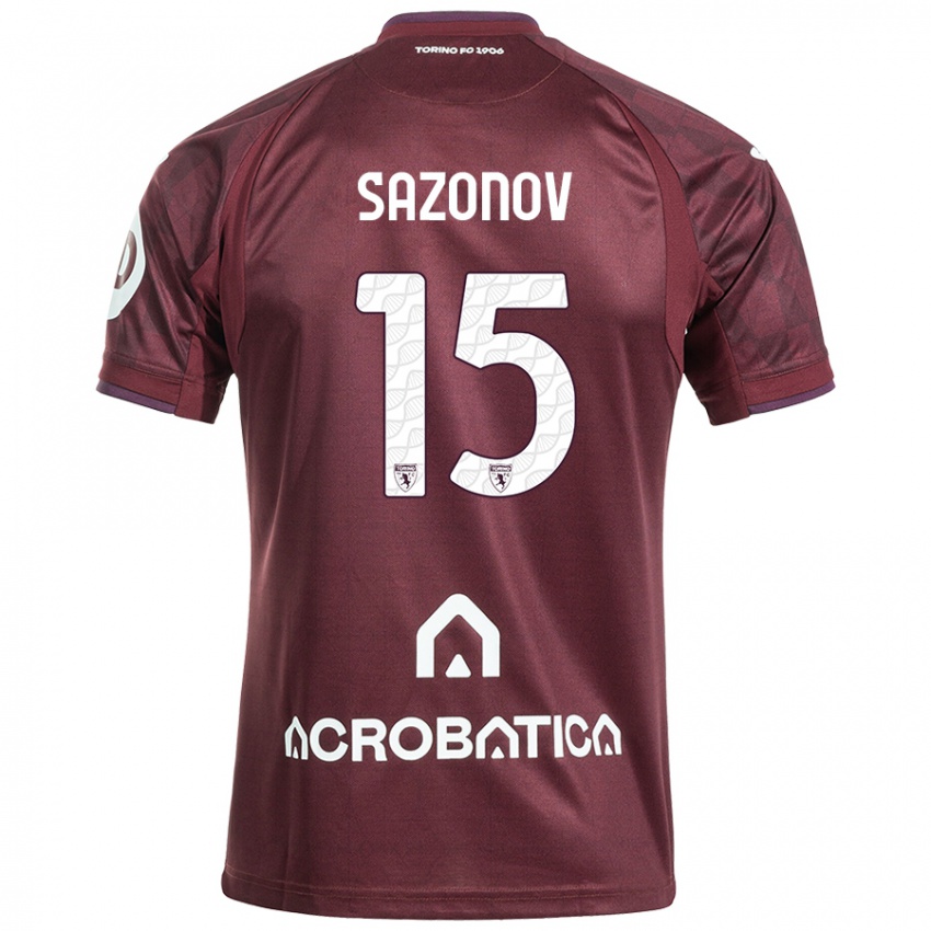 Mujer Camiseta Saba Sazonov #15 Granate Blanco 1ª Equipación 2024/25 La Camisa