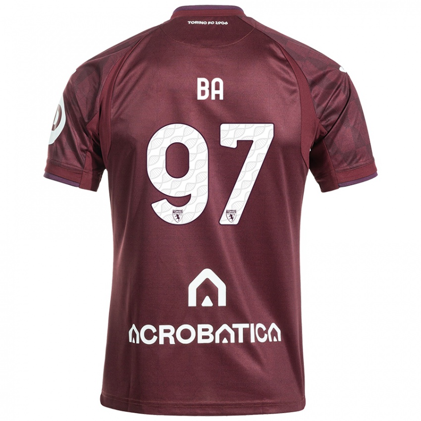 Mujer Camiseta El-Hadji Ba #97 Granate Blanco 1ª Equipación 2024/25 La Camisa