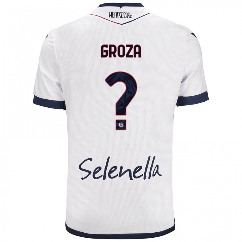 Mujer Camiseta Darius Groza #0 Blanco Azul Real 2ª Equipación 2024/25 La Camisa