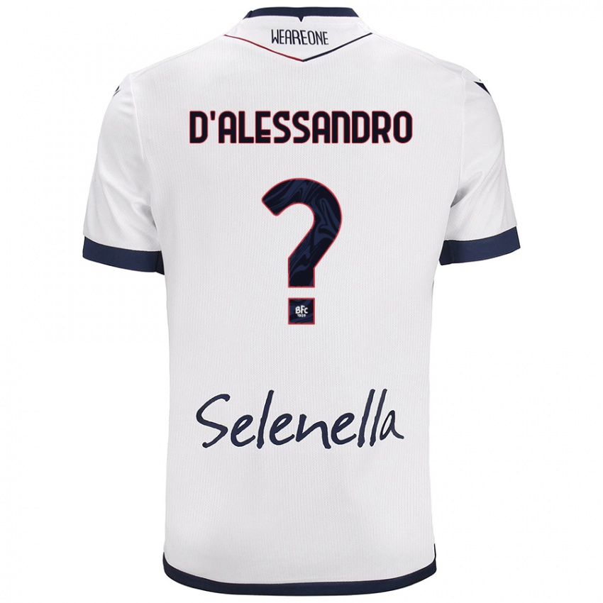 Mujer Camiseta Giuliano D'alessandro #0 Blanco Azul Real 2ª Equipación 2024/25 La Camisa