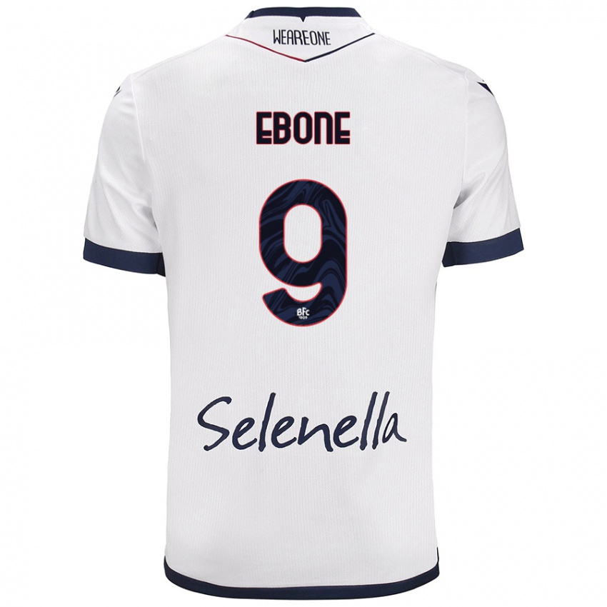 Mujer Camiseta Tommaso Ebone #9 Blanco Azul Real 2ª Equipación 2024/25 La Camisa