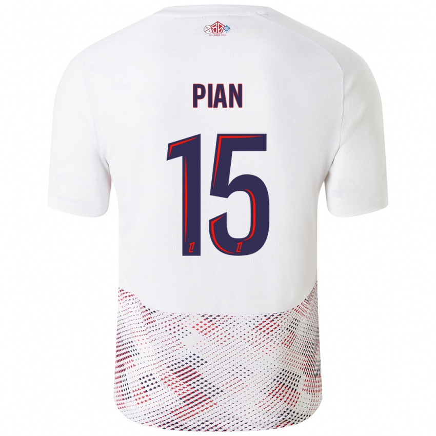 Mujer Camiseta Julie Pian #15 Blanco Azul Real 2ª Equipación 2024/25 La Camisa