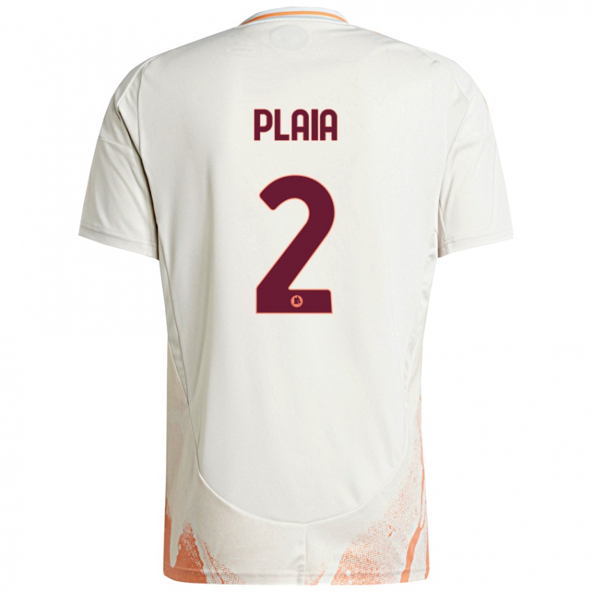 Mujer Camiseta Matteo Plaia #2 Crema Blanco Naranja 2ª Equipación 2024/25 La Camisa