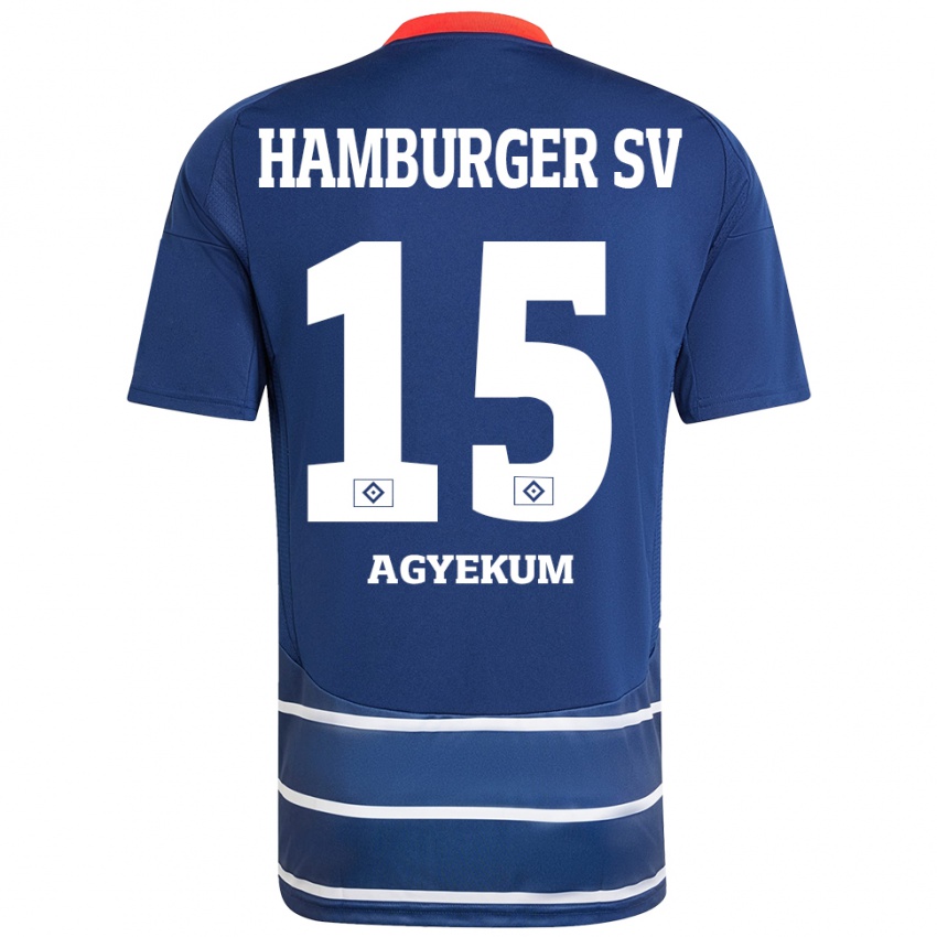 Mujer Camiseta Joel Agyekum #15 Azul Oscuro 2ª Equipación 2024/25 La Camisa