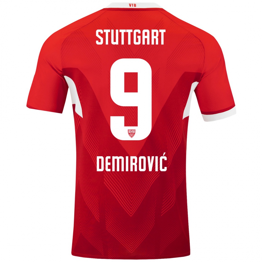 Mujer Camiseta Ermedin Demirovic #9 Rojo Blanco 2ª Equipación 2024/25 La Camisa