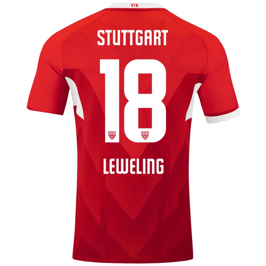 Mujer Camiseta Jamie Leweling #18 Rojo Blanco 2ª Equipación 2024/25 La Camisa