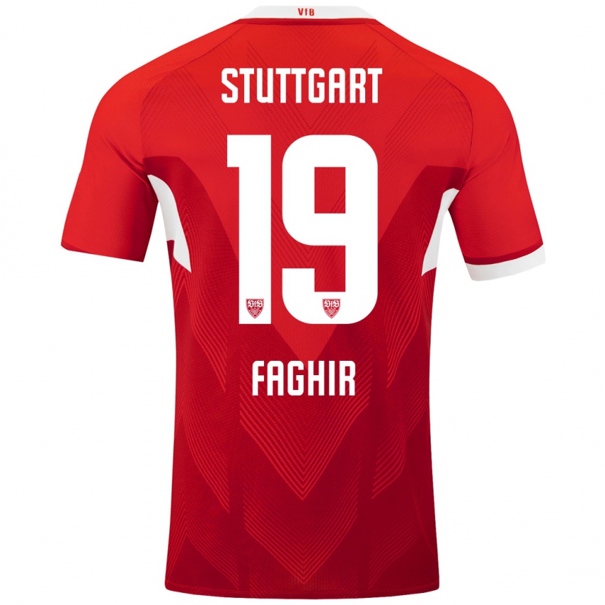 Mujer Camiseta Wahid Faghir #19 Rojo Blanco 2ª Equipación 2024/25 La Camisa