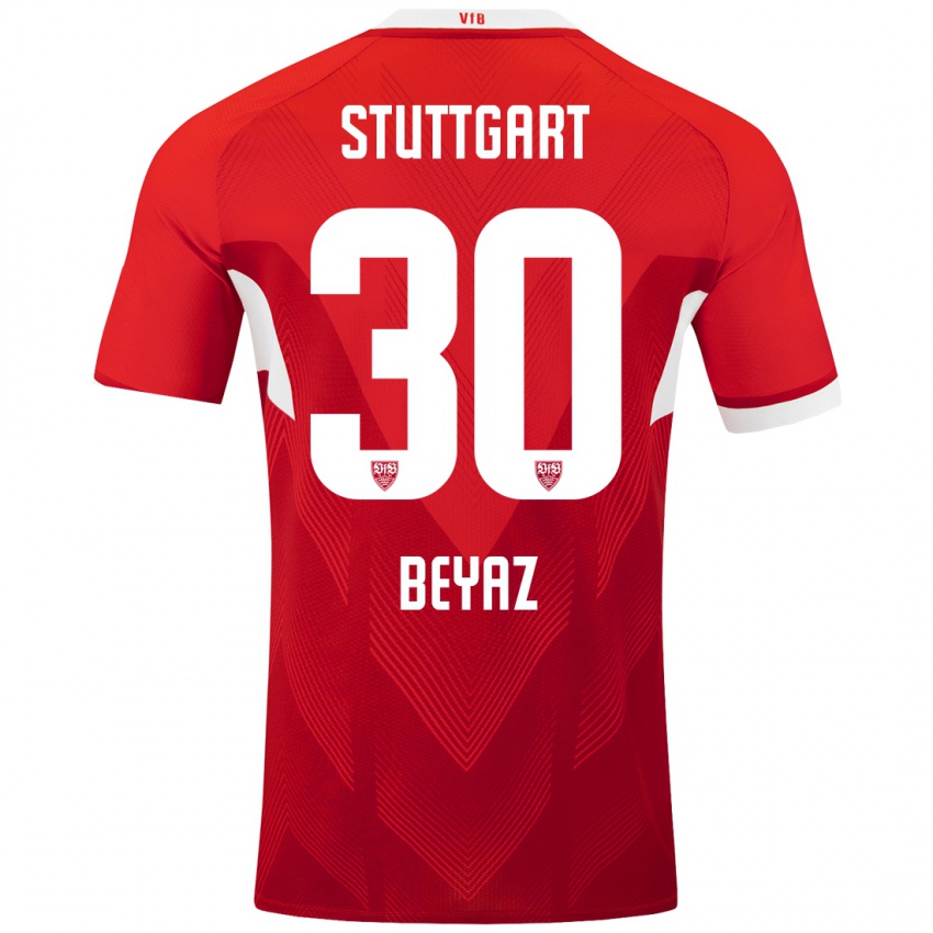 Mujer Camiseta Ömer Beyaz #30 Rojo Blanco 2ª Equipación 2024/25 La Camisa