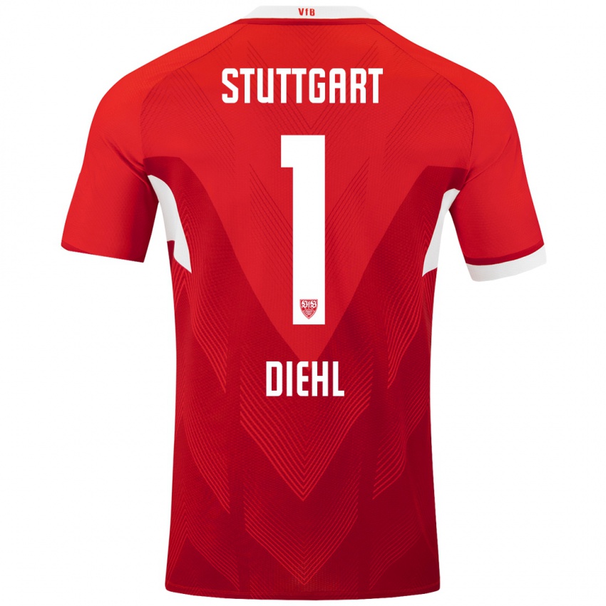 Mujer Camiseta Vanessa Diehl #1 Rojo Blanco 2ª Equipación 2024/25 La Camisa