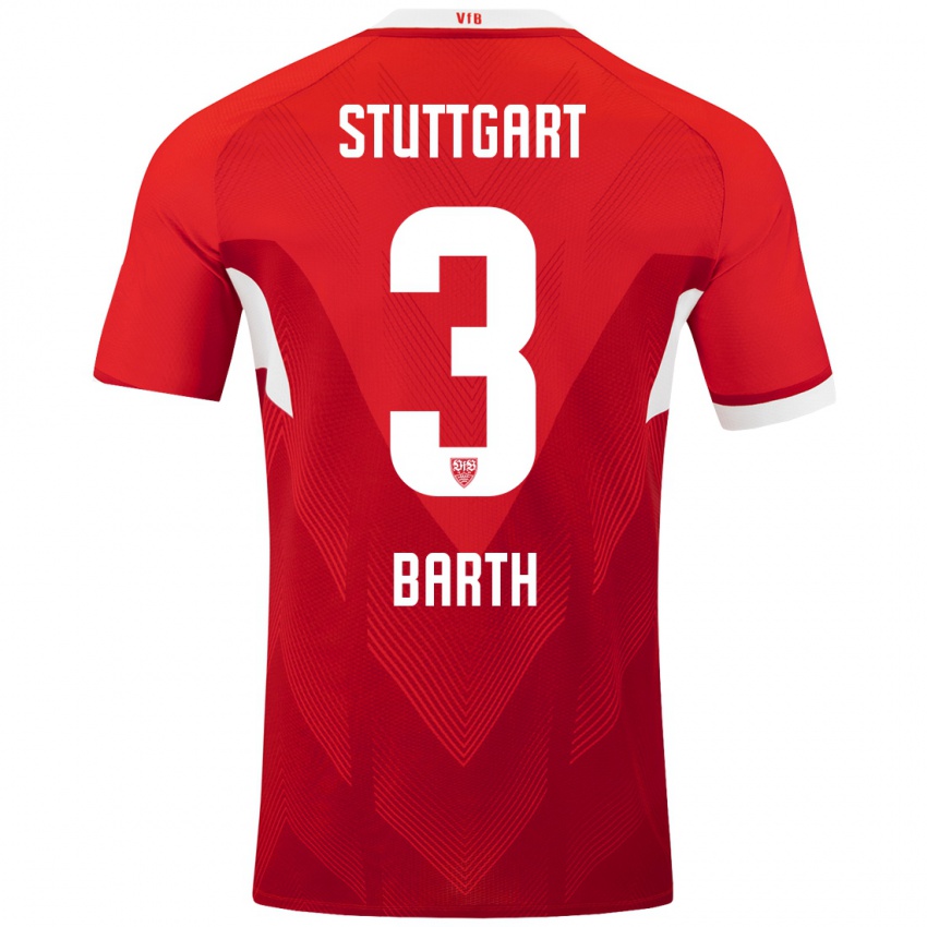 Mujer Camiseta Lara Barth #3 Rojo Blanco 2ª Equipación 2024/25 La Camisa