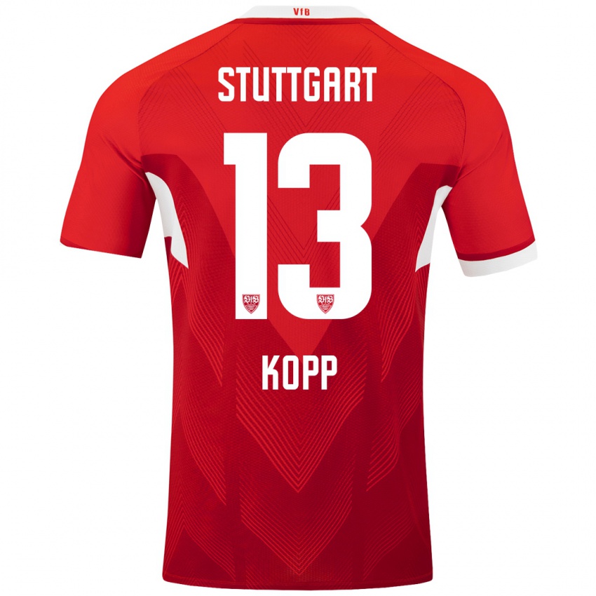 Mujer Camiseta Leonie Kopp #13 Rojo Blanco 2ª Equipación 2024/25 La Camisa