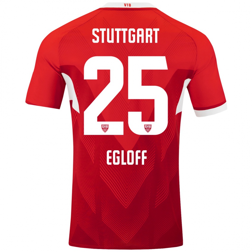 Mujer Camiseta Lilian Egloff #25 Rojo Blanco 2ª Equipación 2024/25 La Camisa