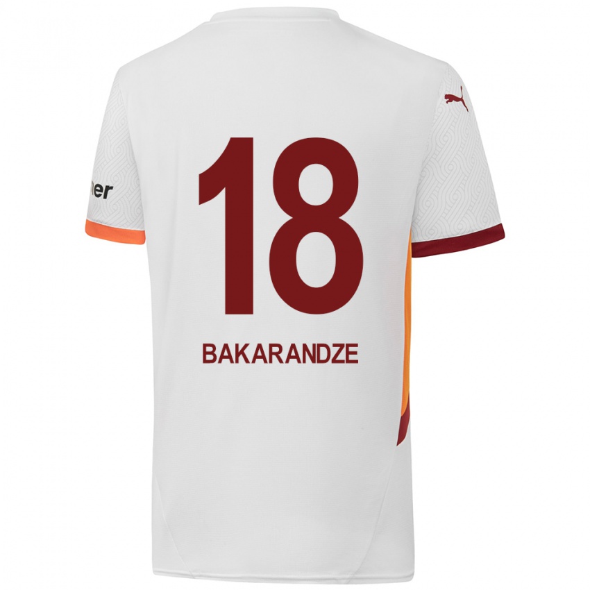 Mujer Camiseta Kristina Bakarandze #18 Blanco Amarillo Rojo 2ª Equipación 2024/25 La Camisa