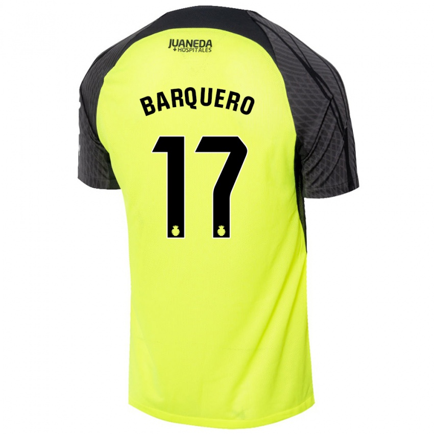 Mujer Camiseta Adrián Barquero #17 Verde Fluorescente Negro 2ª Equipación 2024/25 La Camisa