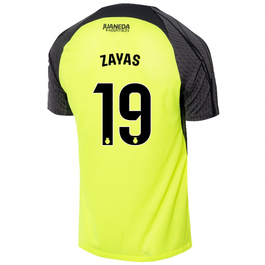 Mujer Camiseta Yosmel Zayas #19 Verde Fluorescente Negro 2ª Equipación 2024/25 La Camisa