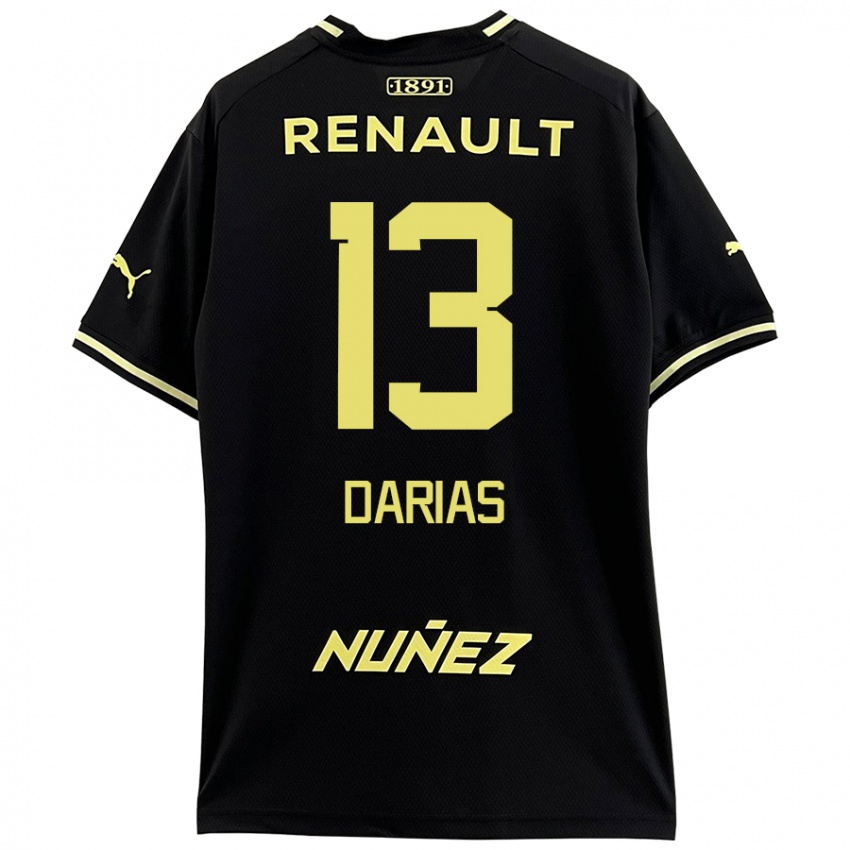 Mujer Camiseta Eduardo Darias #13 Negro Amarillo 2ª Equipación 2024/25 La Camisa