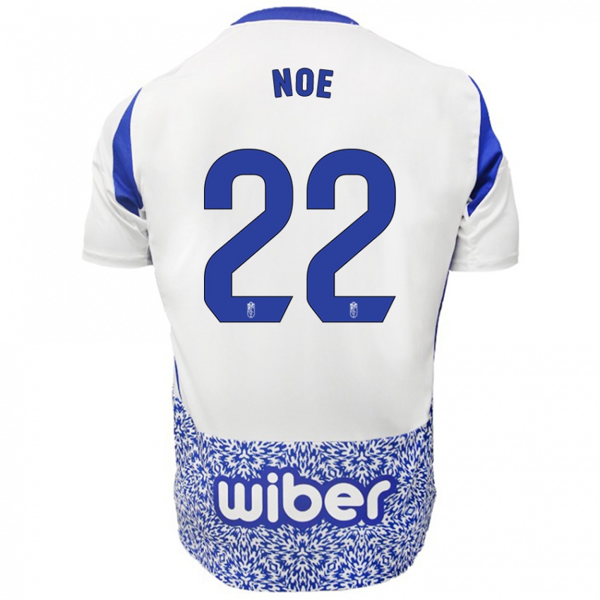 Mujer Camiseta Noe #22 Blanco Azul 2ª Equipación 2024/25 La Camisa