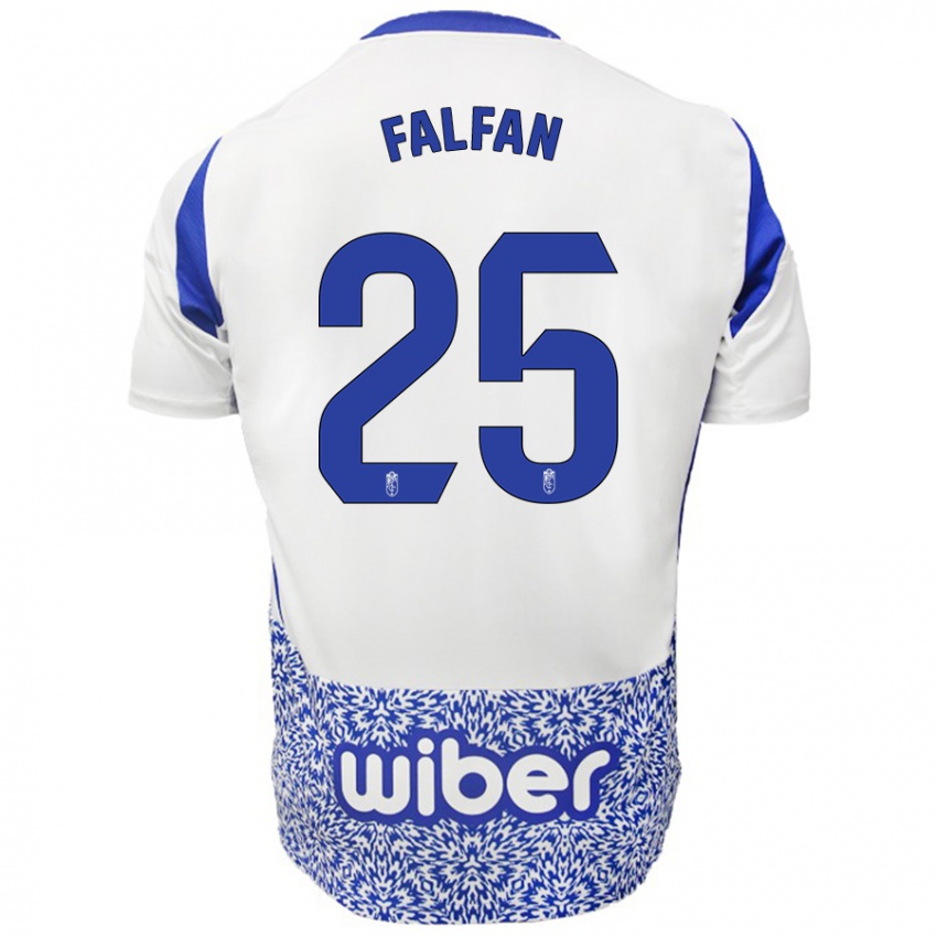 Mujer Camiseta Daiana Falfán #25 Blanco Azul 2ª Equipación 2024/25 La Camisa