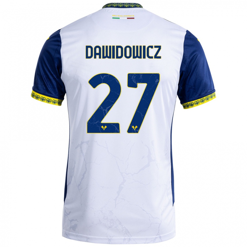 Mujer Camiseta Pawel Dawidowicz #27 Blanco Azul 2ª Equipación 2024/25 La Camisa