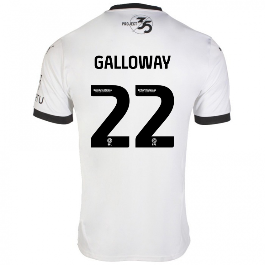 Mujer Camiseta Brendan Galloway #22 Blanco Negro 2ª Equipación 2024/25 La Camisa