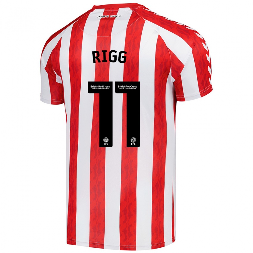 Niño Camiseta Chris Rigg #11 Rojo Blanco 1ª Equipación 2024/25 La Camisa