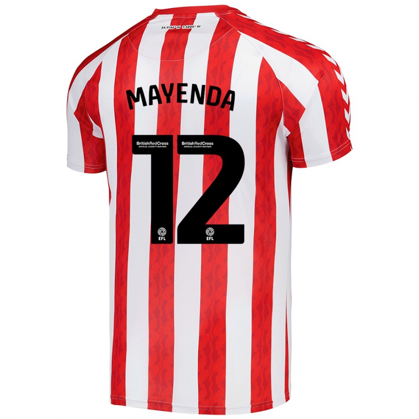 Niño Camiseta Eliezer Mayenda #12 Rojo Blanco 1ª Equipación 2024/25 La Camisa