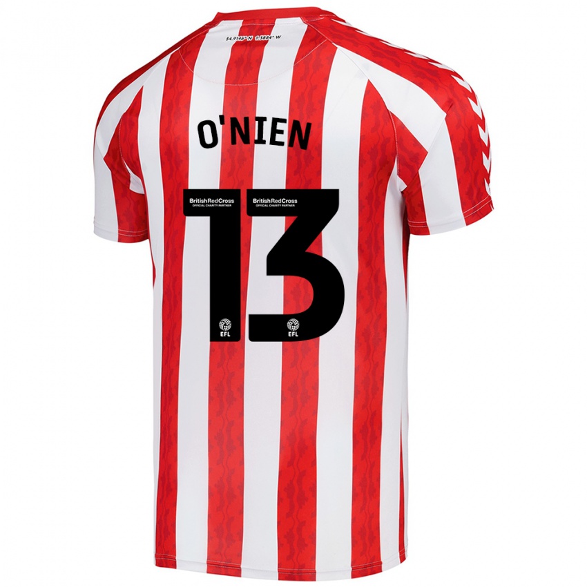 Niño Camiseta Luke O'nien #13 Rojo Blanco 1ª Equipación 2024/25 La Camisa