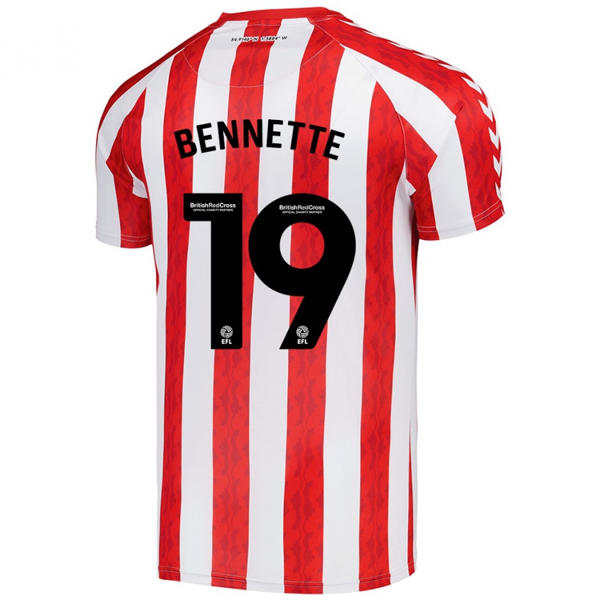 Niño Camiseta Jewison Bennette #19 Rojo Blanco 1ª Equipación 2024/25 La Camisa