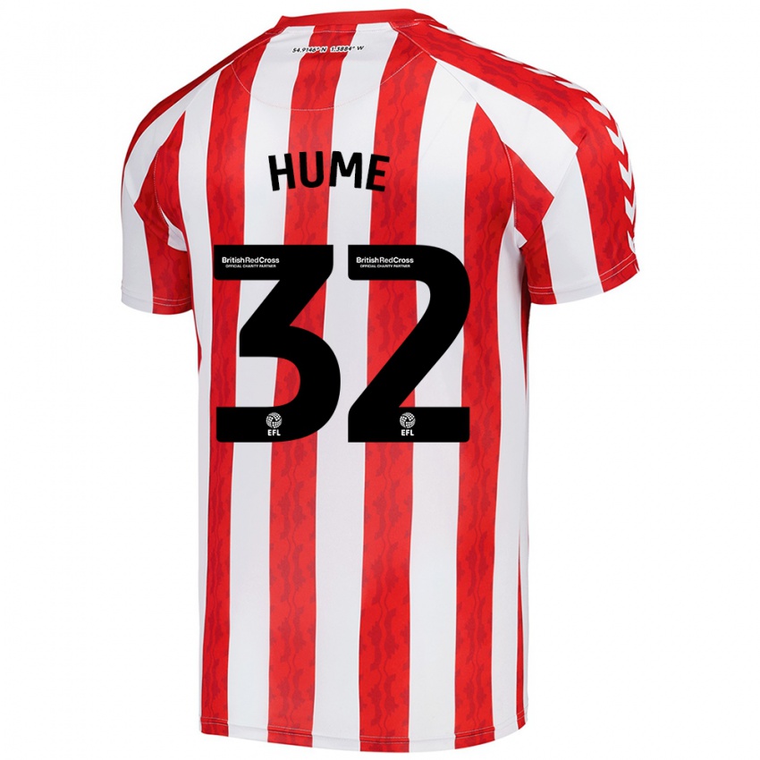 Niño Camiseta Trai Hume #32 Rojo Blanco 1ª Equipación 2024/25 La Camisa