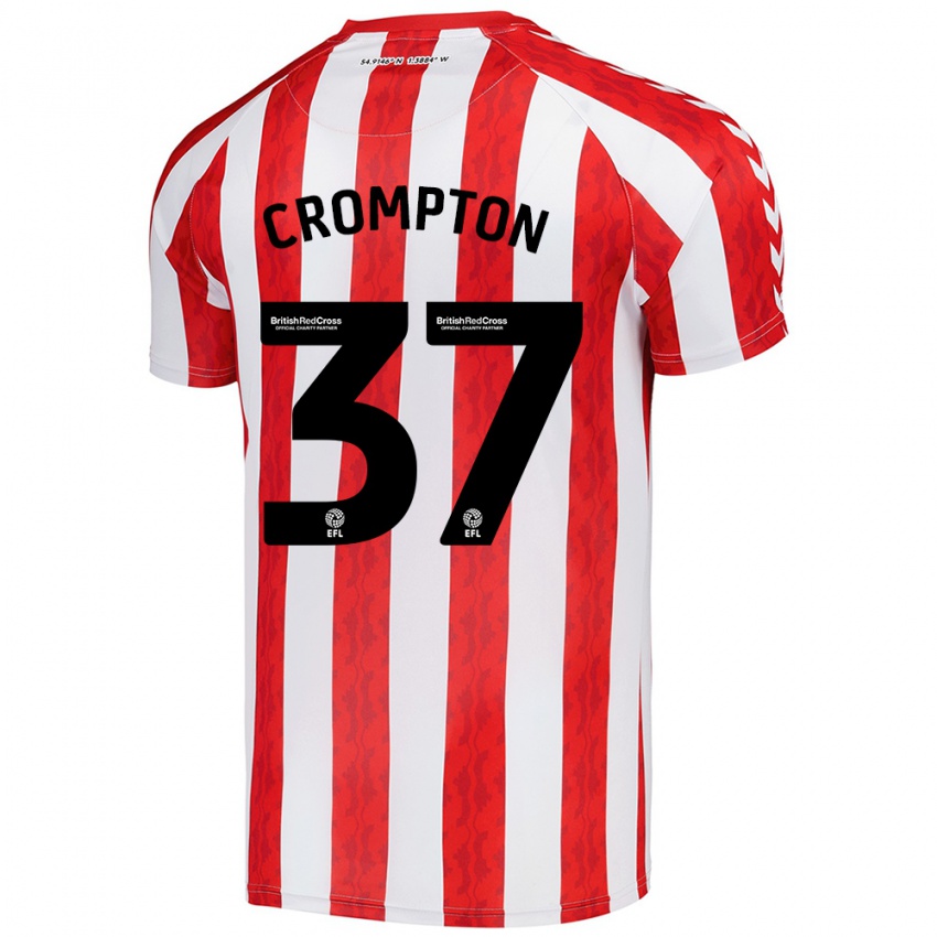 Niño Camiseta Ben Crompton #37 Rojo Blanco 1ª Equipación 2024/25 La Camisa