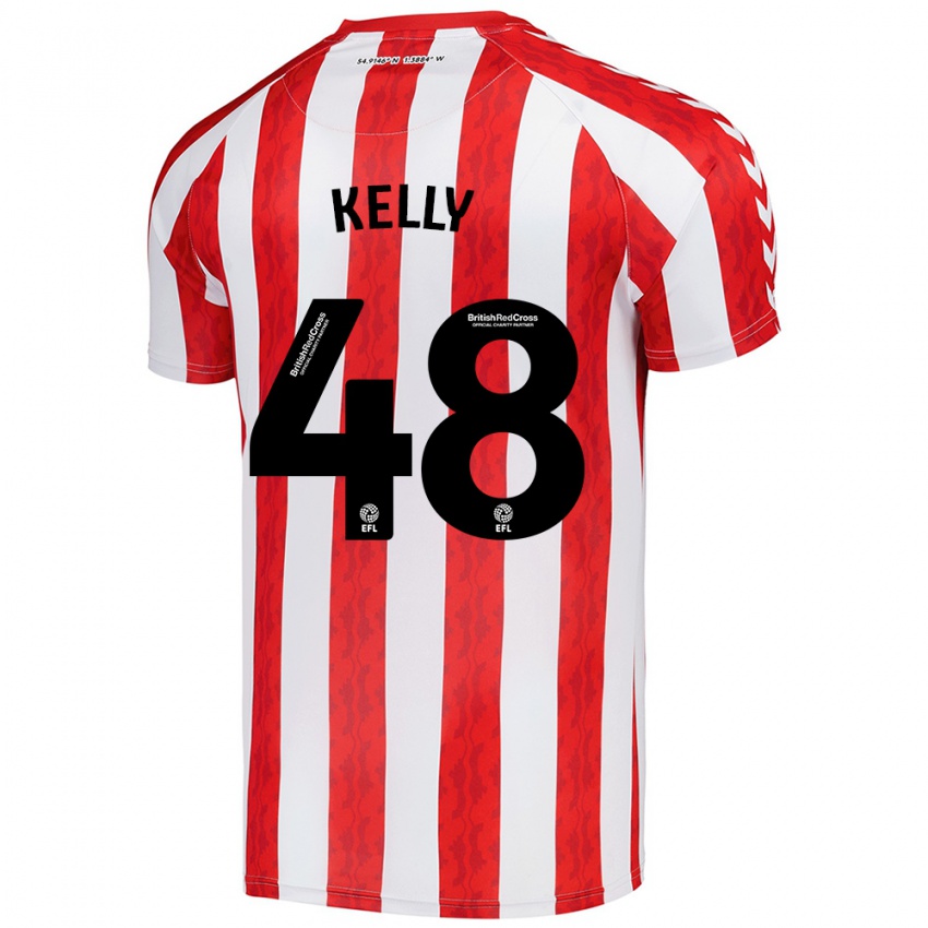 Niño Camiseta Caden Kelly #48 Rojo Blanco 1ª Equipación 2024/25 La Camisa