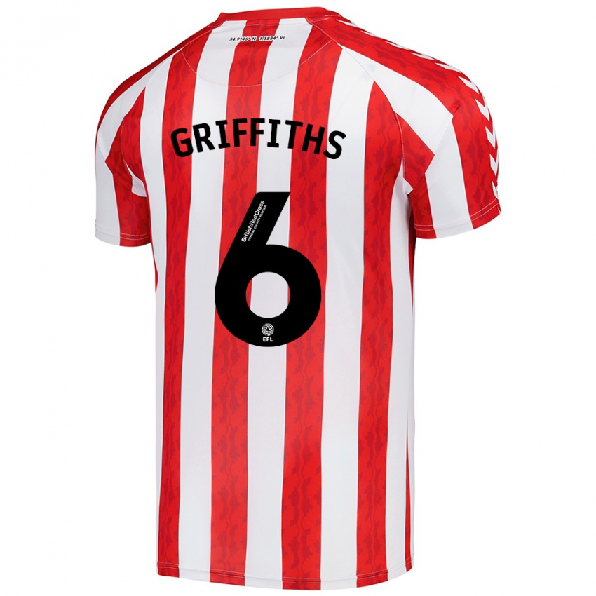 Niño Camiseta Louise Griffiths #6 Rojo Blanco 1ª Equipación 2024/25 La Camisa