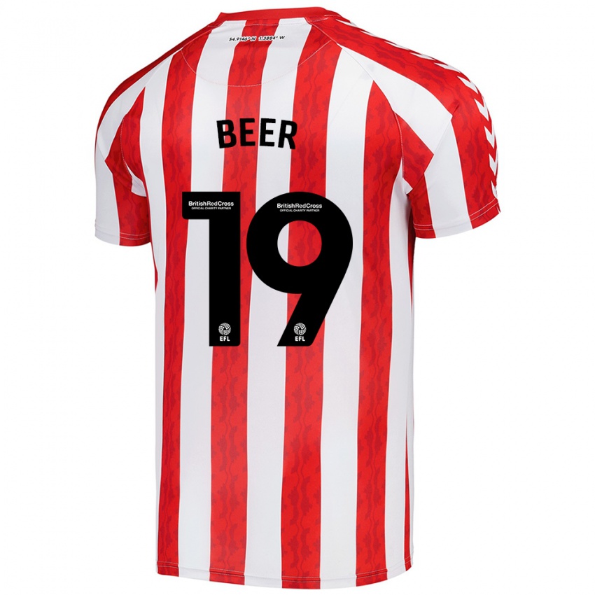 Niño Camiseta Megan Beer #19 Rojo Blanco 1ª Equipación 2024/25 La Camisa