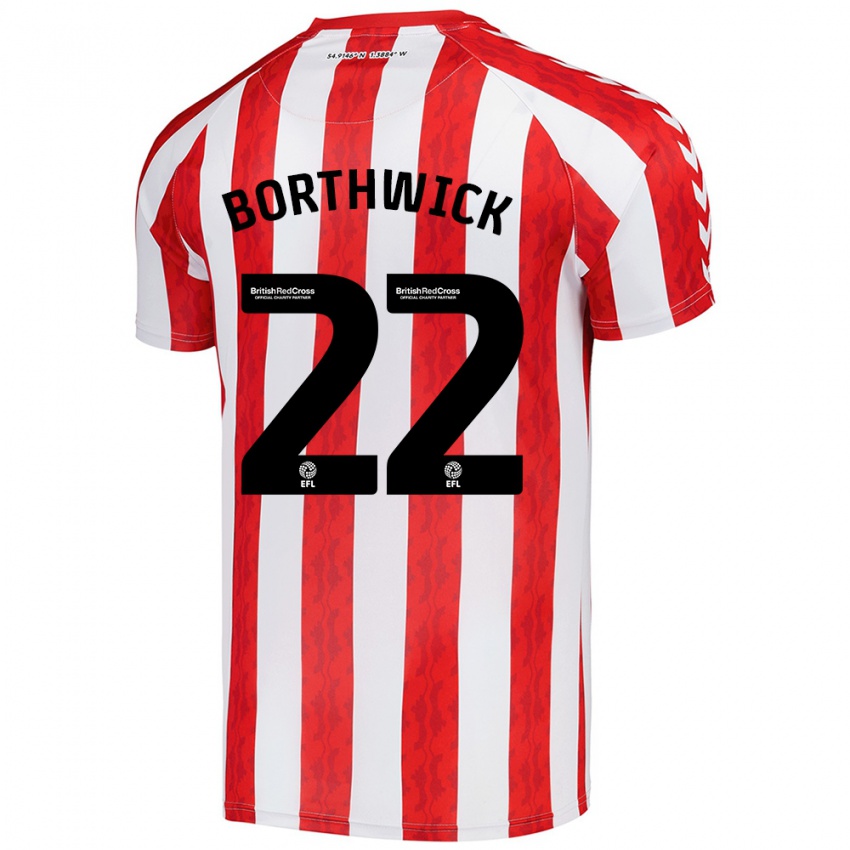 Niño Camiseta Megan Borthwick #22 Rojo Blanco 1ª Equipación 2024/25 La Camisa