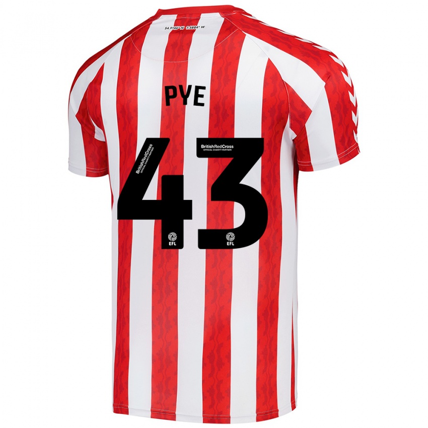 Niño Camiseta Connor Pye #43 Rojo Blanco 1ª Equipación 2024/25 La Camisa