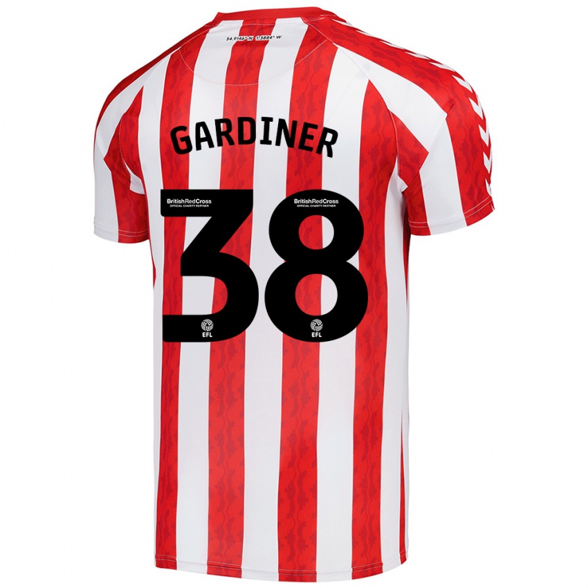 Niño Camiseta Harry Gardiner #38 Rojo Blanco 1ª Equipación 2024/25 La Camisa