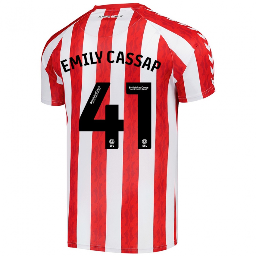 Niño Camiseta Emily Cassap #41 Rojo Blanco 1ª Equipación 2024/25 La Camisa