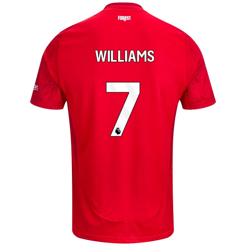 Niño Camiseta Neco Williams #7 Rojo Blanco 1ª Equipación 2024/25 La Camisa