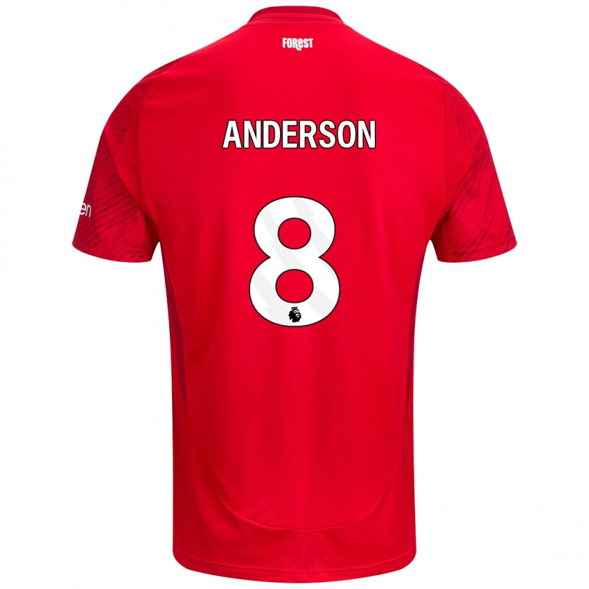 Niño Camiseta Elliot Anderson #8 Rojo Blanco 1ª Equipación 2024/25 La Camisa