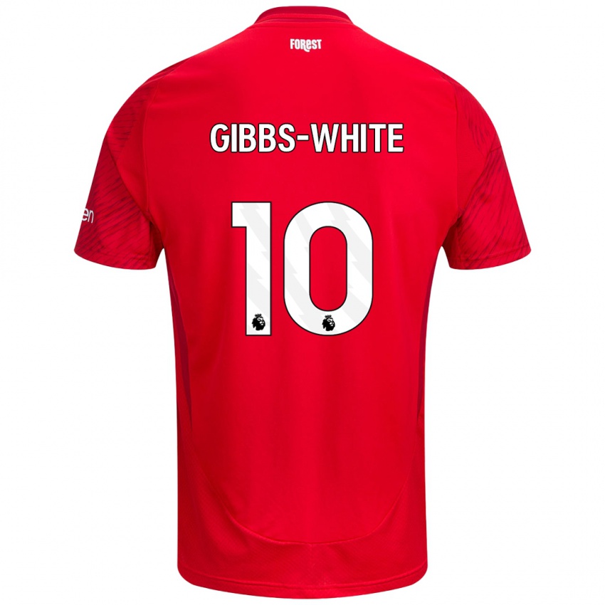 Niño Camiseta Morgan Gibbs-White #10 Rojo Blanco 1ª Equipación 2024/25 La Camisa