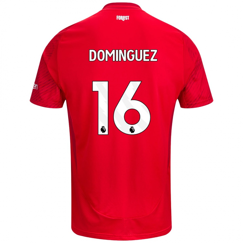 Niño Camiseta Nicolás Domínguez #16 Rojo Blanco 1ª Equipación 2024/25 La Camisa