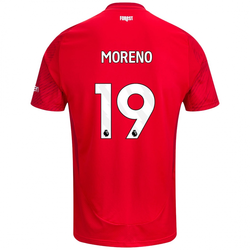 Niño Camiseta Álex Moreno #19 Rojo Blanco 1ª Equipación 2024/25 La Camisa