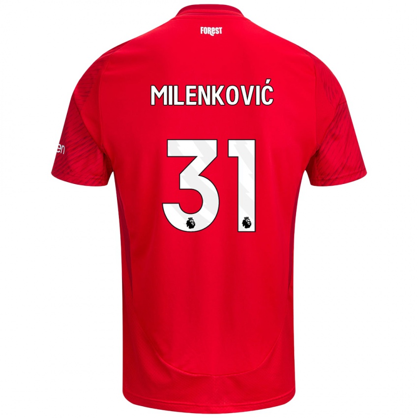 Niño Camiseta Nikola Milenković #31 Rojo Blanco 1ª Equipación 2024/25 La Camisa